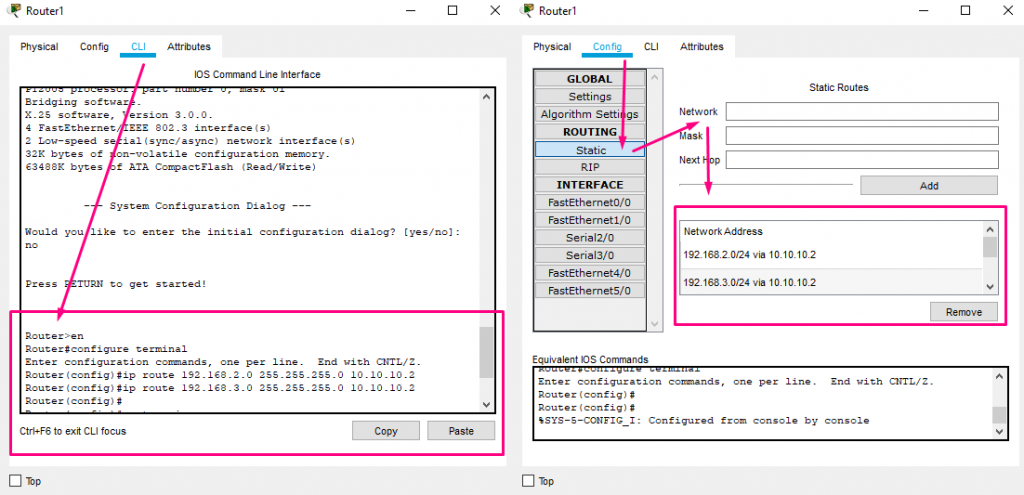 Routing 6 CLI Static Configuration Router Setting