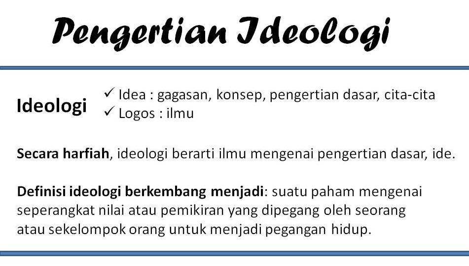 Pengertian Ideologi Adalah Arti Harfiah Etimologi Definisi, Fungsi, Macam Jenis dan Contoh