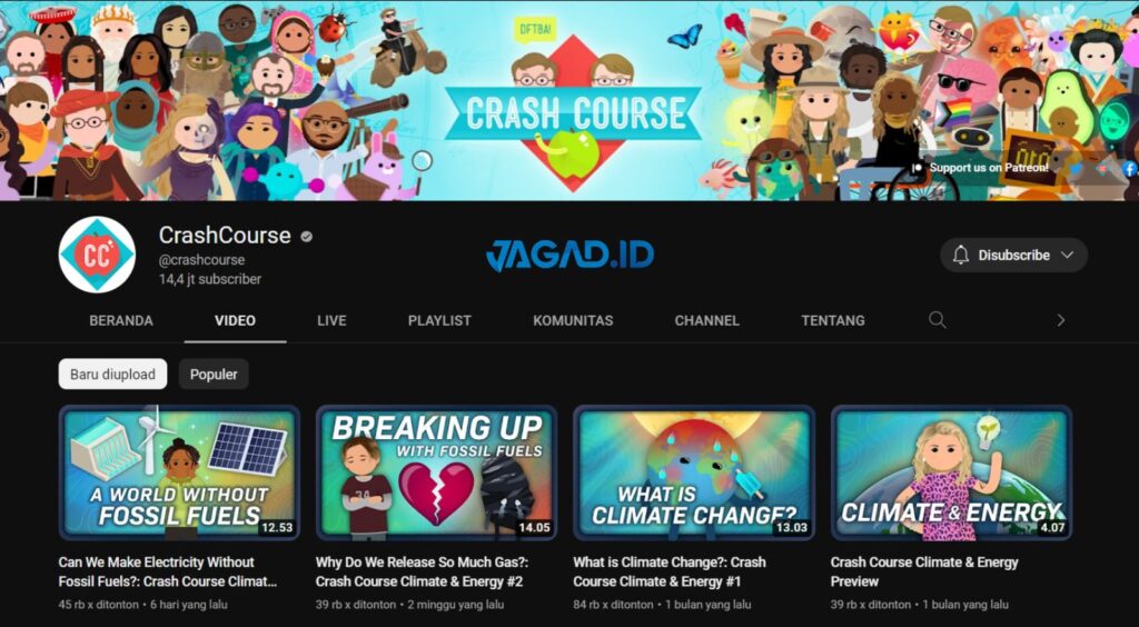 Channel YouTube Pendidikan Terbaik untuk Anak yang Lebih Tua: CrashCourse
