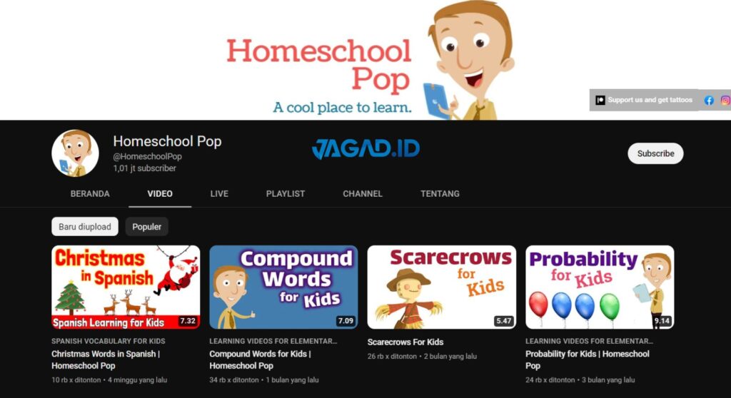 Channel YouTube Pendidikan Komprehensif Terbaik: Homeschool Pop